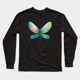 Beautiful Iridescent Mystical Dragonfly Pattern Long Sleeve T-Shirt